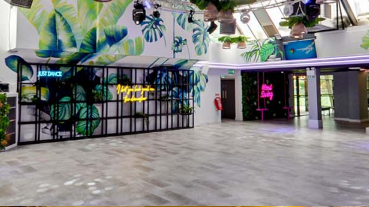 Photograph of dancefloor in nightclub